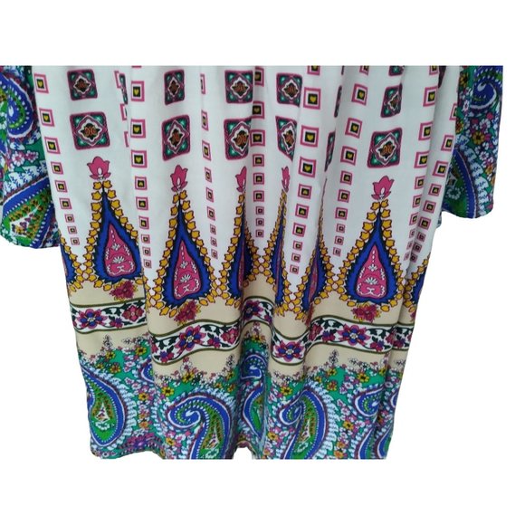 Umgee USA VNeck bell Sleeve Print Baby Doll Boho Peasant Dress style Tops M READ - Picture 11 of 16